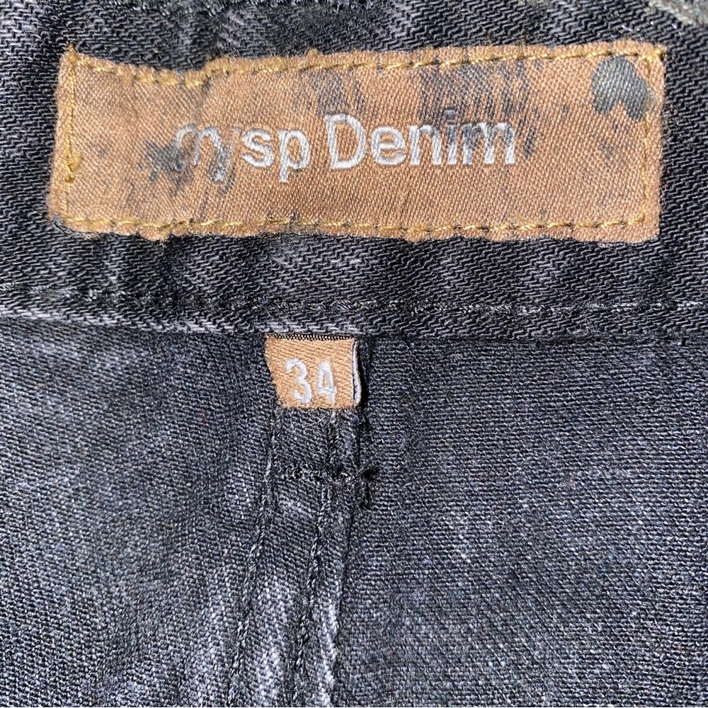 Men's Crysp Denim Black WAX DENIM DISTRESSED JEANS 34W x 33L - Picture 5 of 14